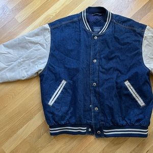 Vintage denim varsity jacket by Basic Editions size XL